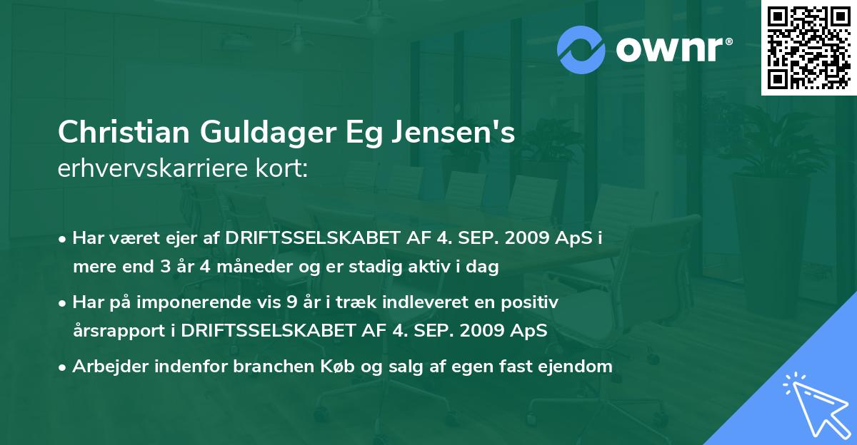 Christian Guldager Eg Jensen's erhvervskarriere kort