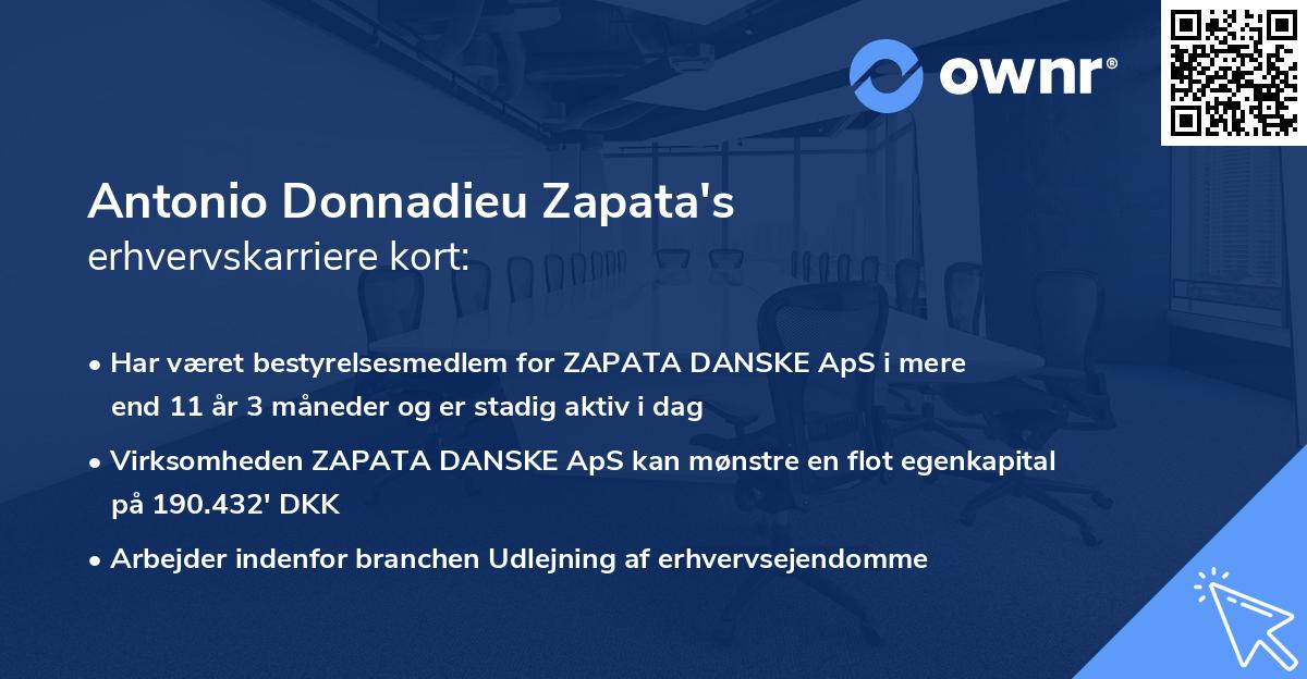Antonio Donnadieu Zapata's erhvervskarriere kort