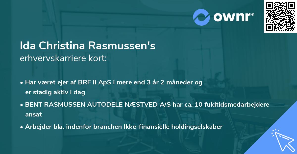 Ida Christina Rasmussen's erhvervskarriere kort