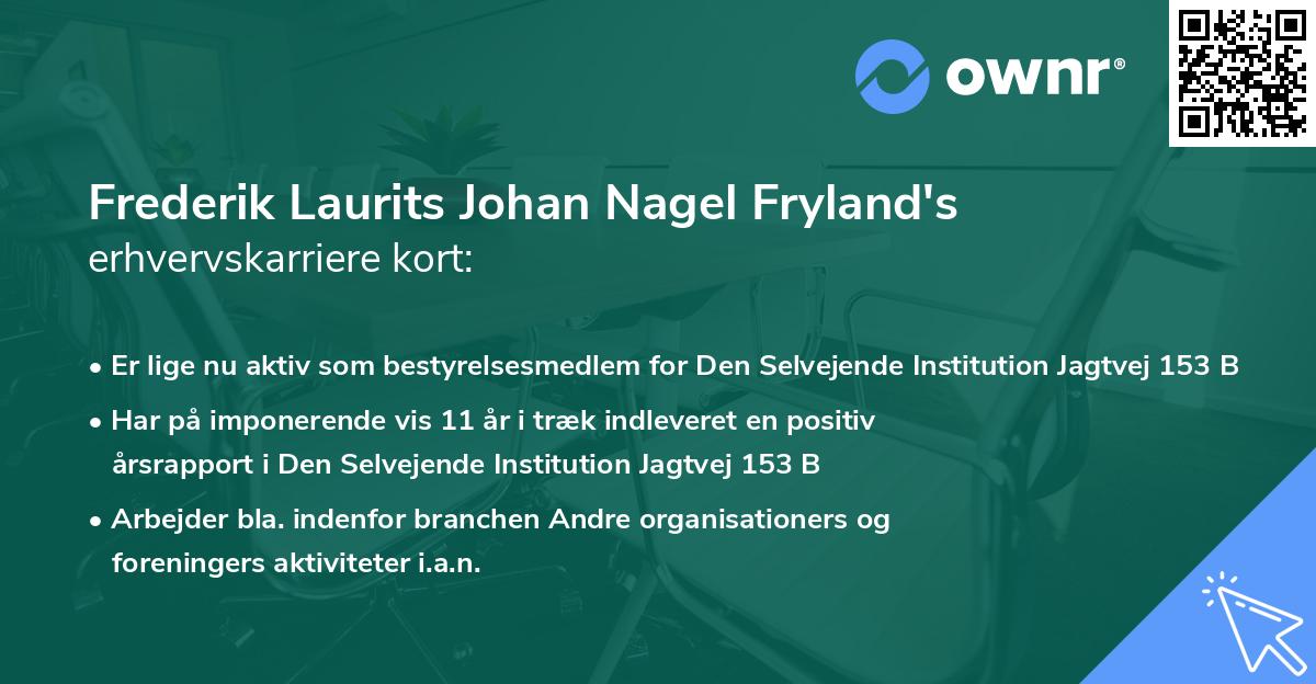 Frederik Laurits Johan Nagel Fryland's erhvervskarriere kort