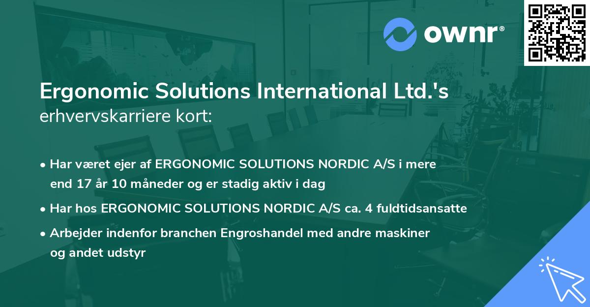 Ergonomic Solutions International Ltd.'s erhvervskarriere kort