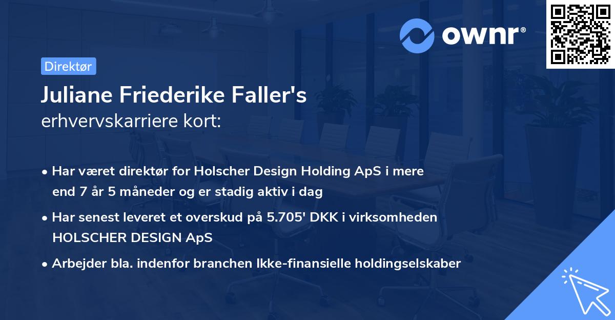 Juliane Friederike Faller's erhvervskarriere kort