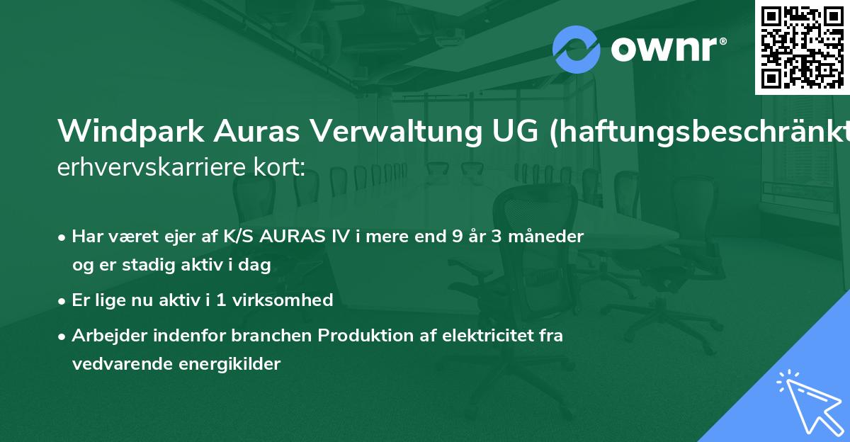 Windpark Auras Verwaltung UG (haftungsbeschränkt)'s erhvervskarriere kort