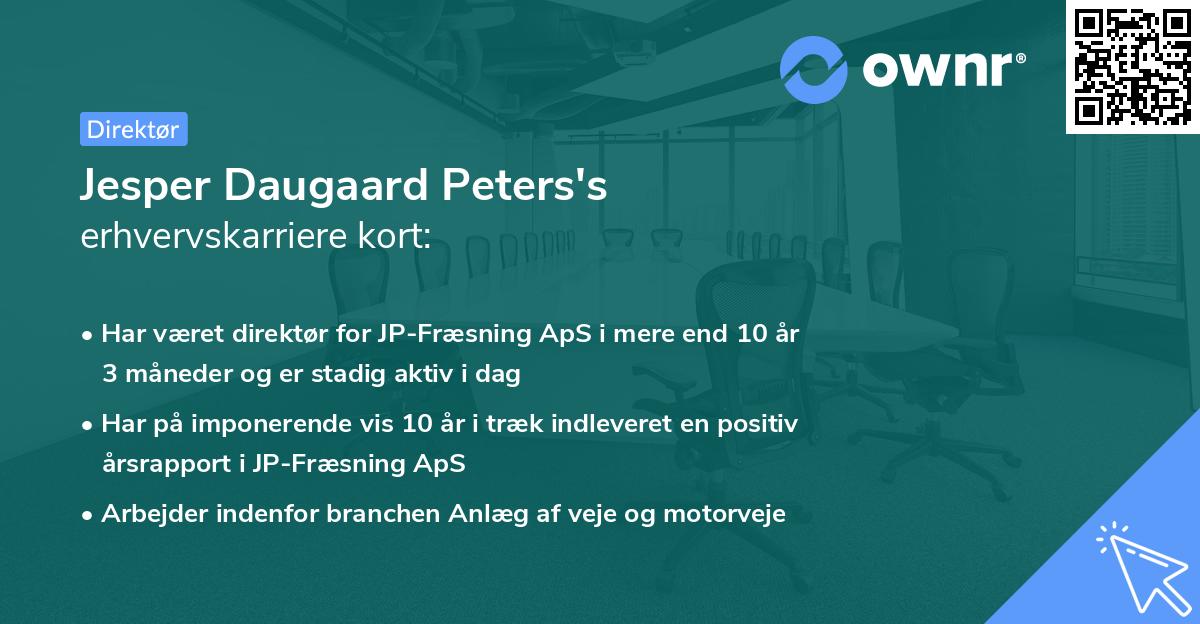 Jesper Daugaard Peters's erhvervskarriere kort