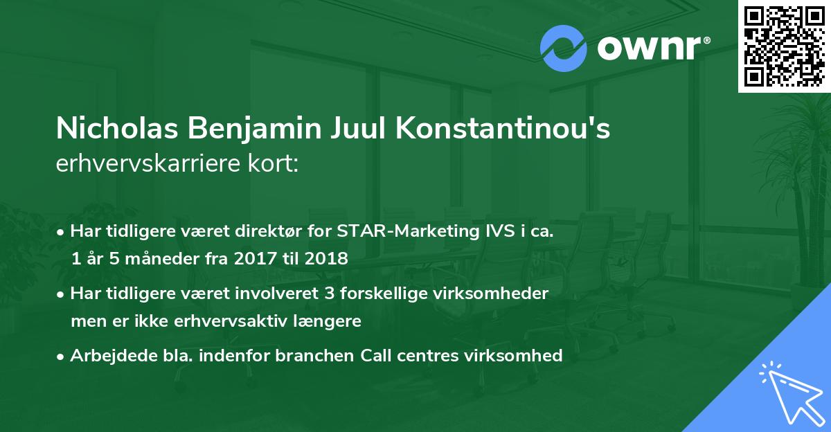 Nicholas Benjamin Juul Konstantinou's erhvervskarriere kort