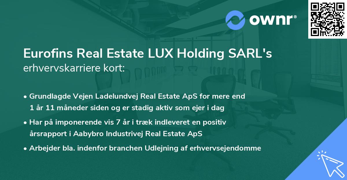 Eurofins Real Estate LUX Holding SARL's erhvervskarriere kort