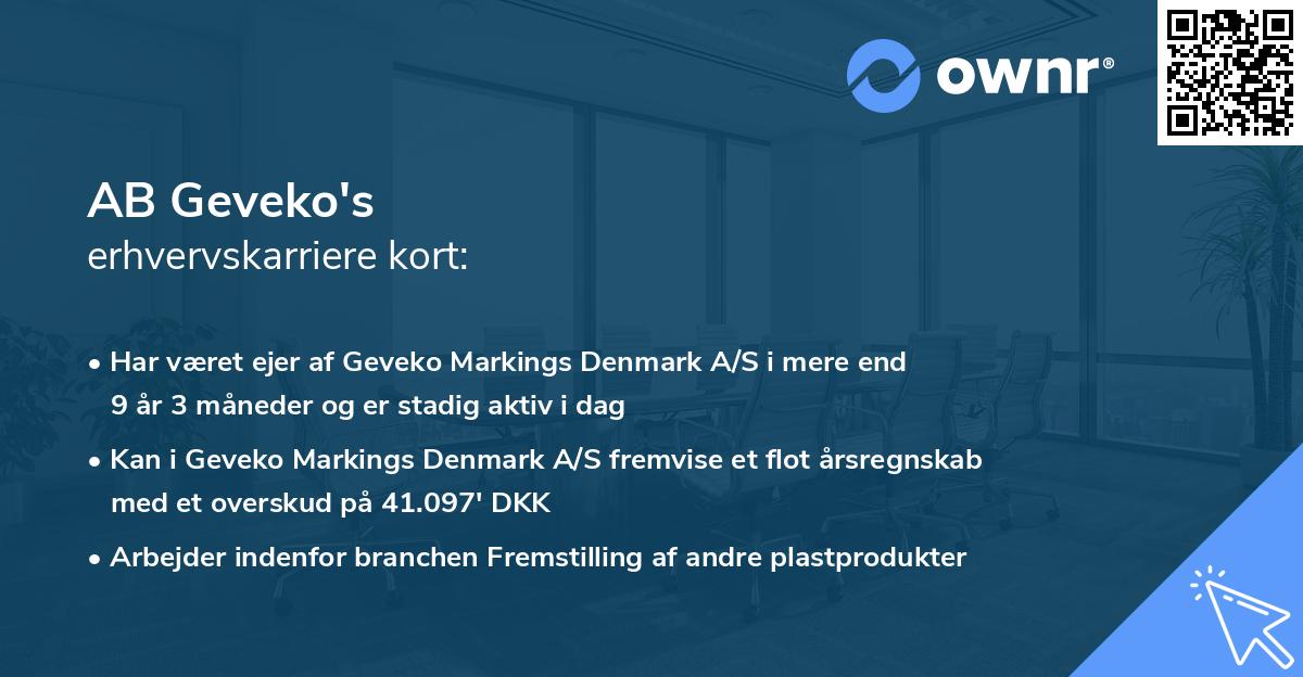 AB Geveko's erhvervskarriere kort