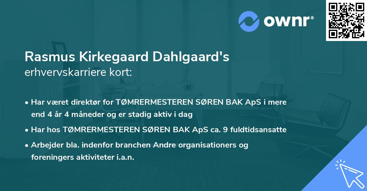 Rasmus Kirkegaard Dahlgaard's erhvervskarriere kort