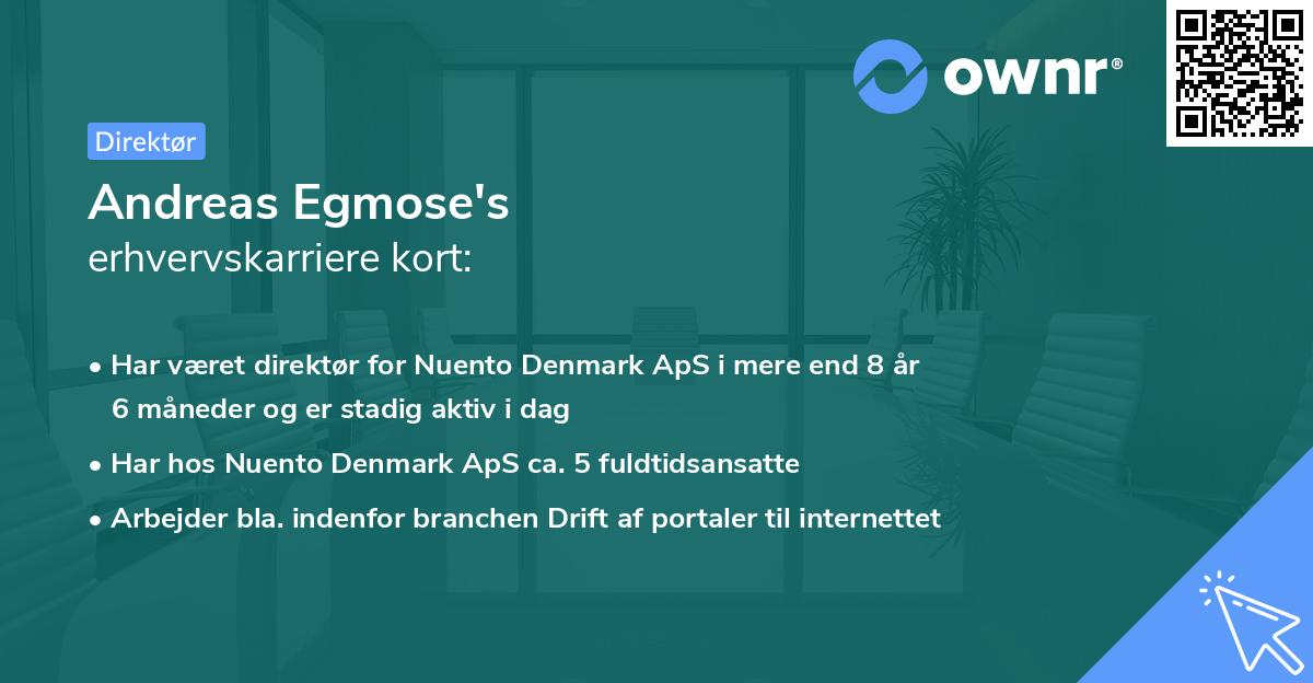 Andreas Egmose's erhvervskarriere kort