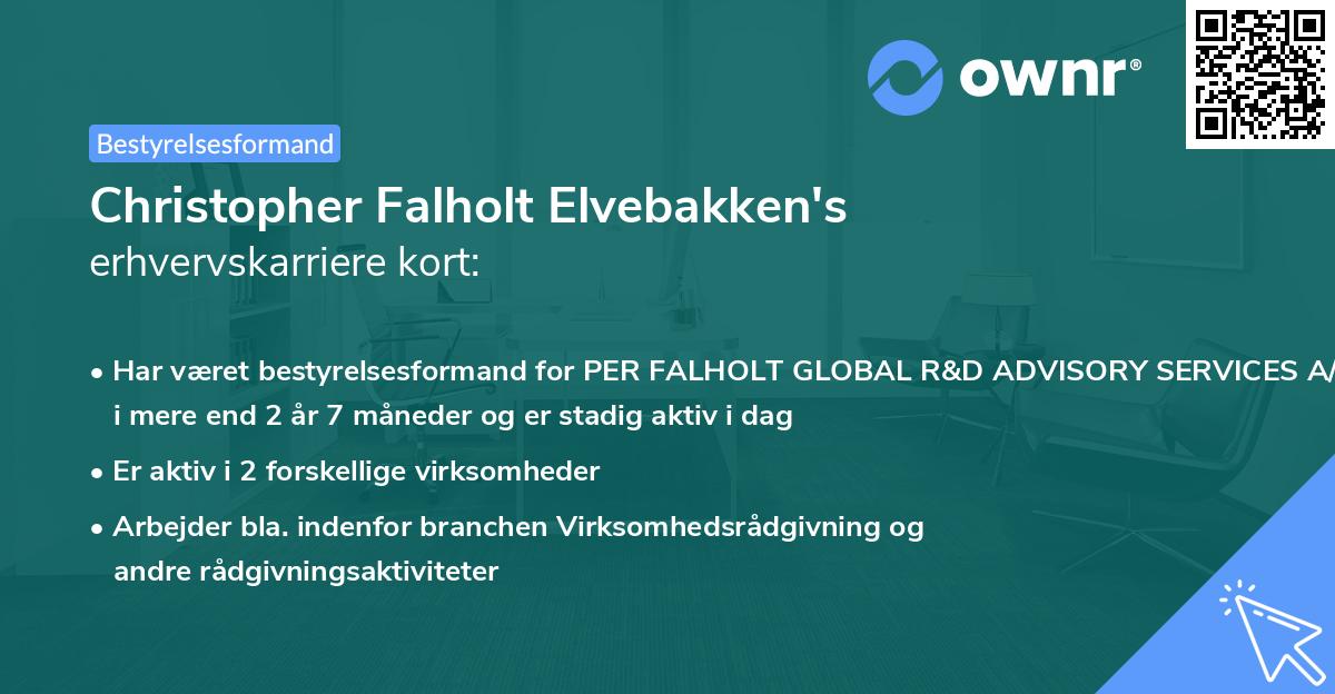 Christopher Falholt Elvebakken's erhvervskarriere kort