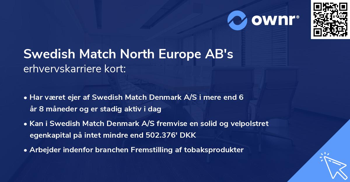 Swedish Match North Europe AB's erhvervskarriere kort