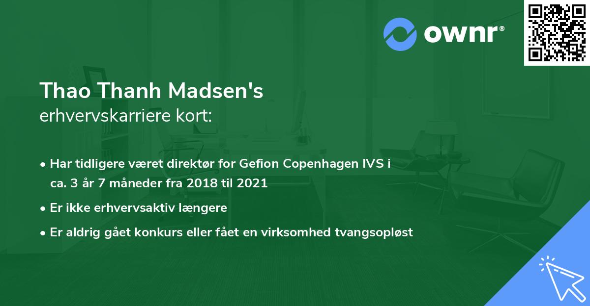 Thao Thanh Madsen's erhvervskarriere kort