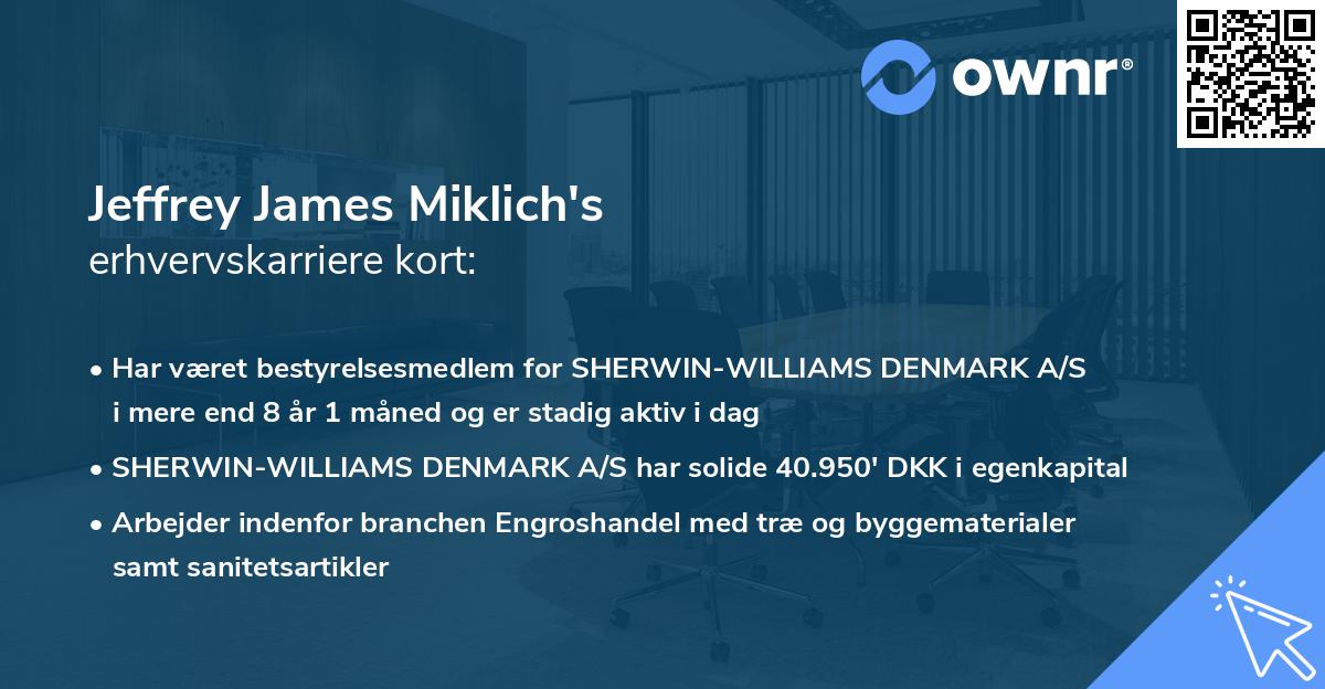 Jeffrey James Miklich's erhvervskarriere kort