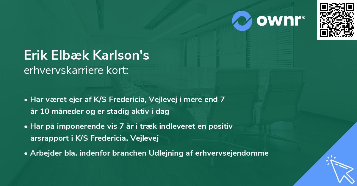 Erik Elbæk Karlson's erhvervskarriere kort