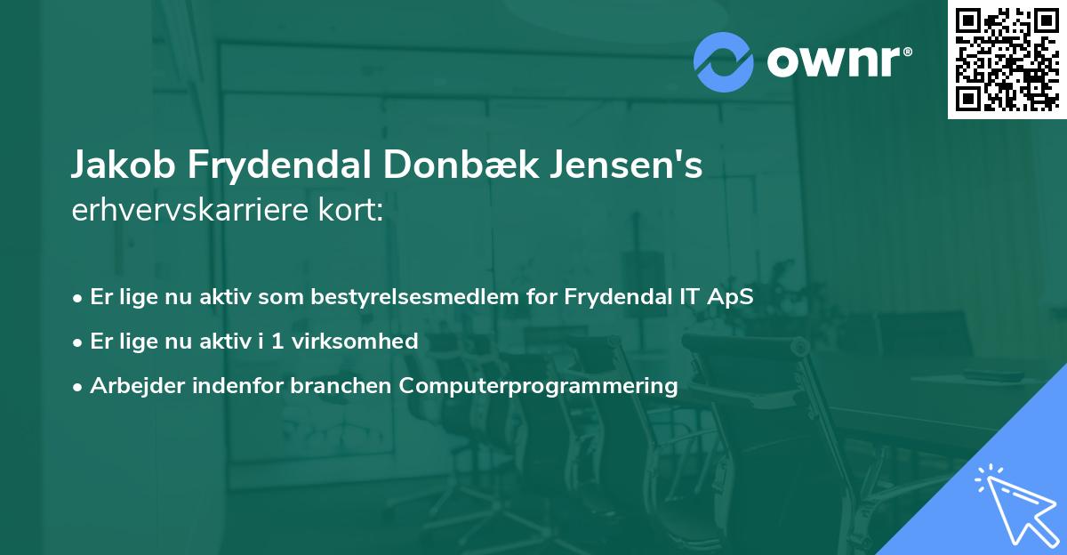 Jakob Frydendal Donbæk Jensen's erhvervskarriere kort