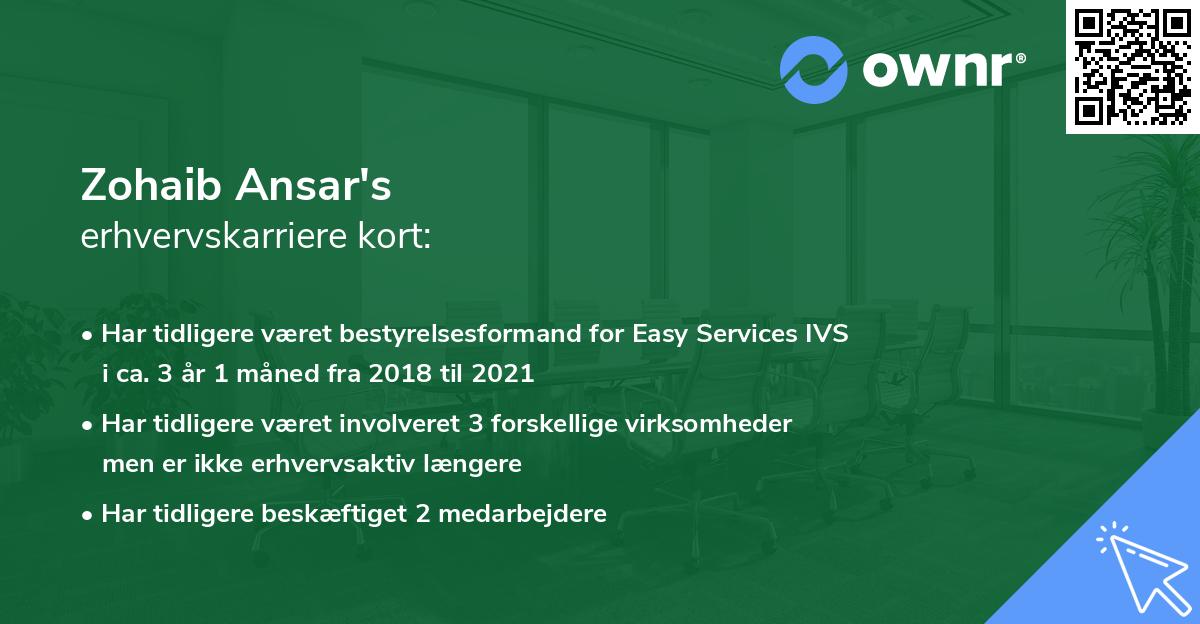 Zohaib Ansar's erhvervskarriere kort