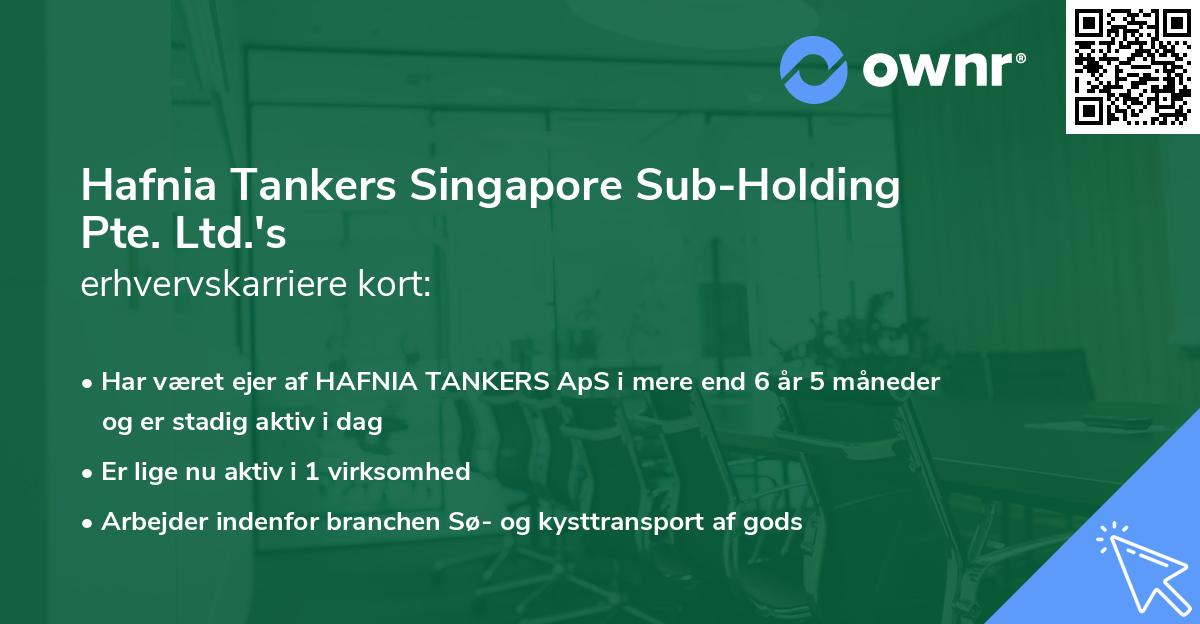 Hafnia Tankers Singapore Sub-Holding Pte. Ltd.'s erhvervskarriere kort