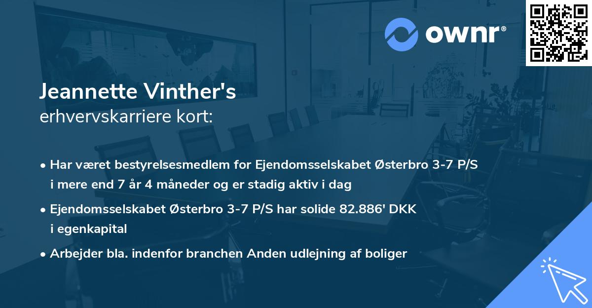 Jeannette Vinther's erhvervskarriere kort