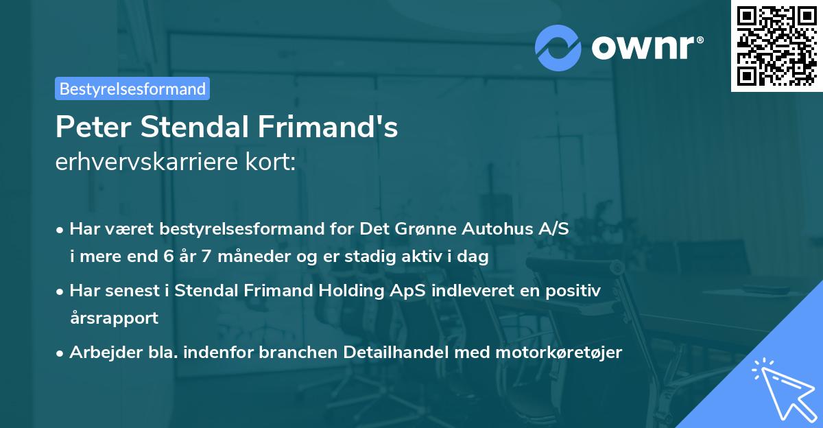 Peter Stendal Frimand's erhvervskarriere kort
