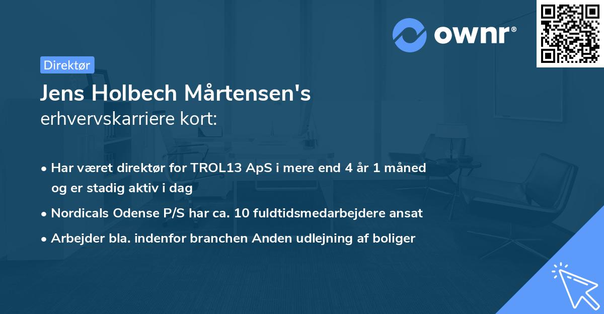 Jens Holbech Mårtensen's erhvervskarriere kort