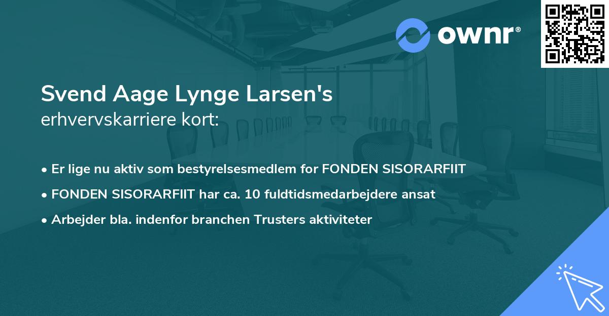 Svend Aage Lynge Larsen's erhvervskarriere kort