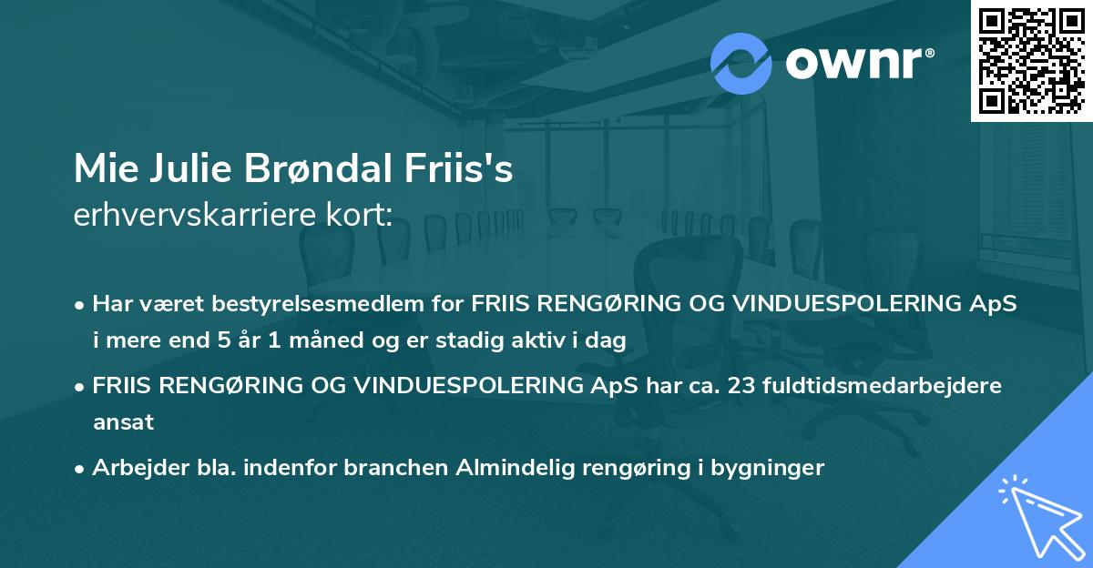 Mie Julie Brøndal Friis's erhvervskarriere kort