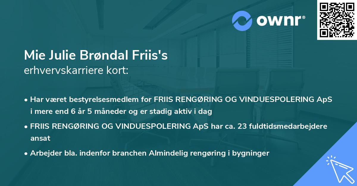 Mie Julie Brøndal Friis's erhvervskarriere kort