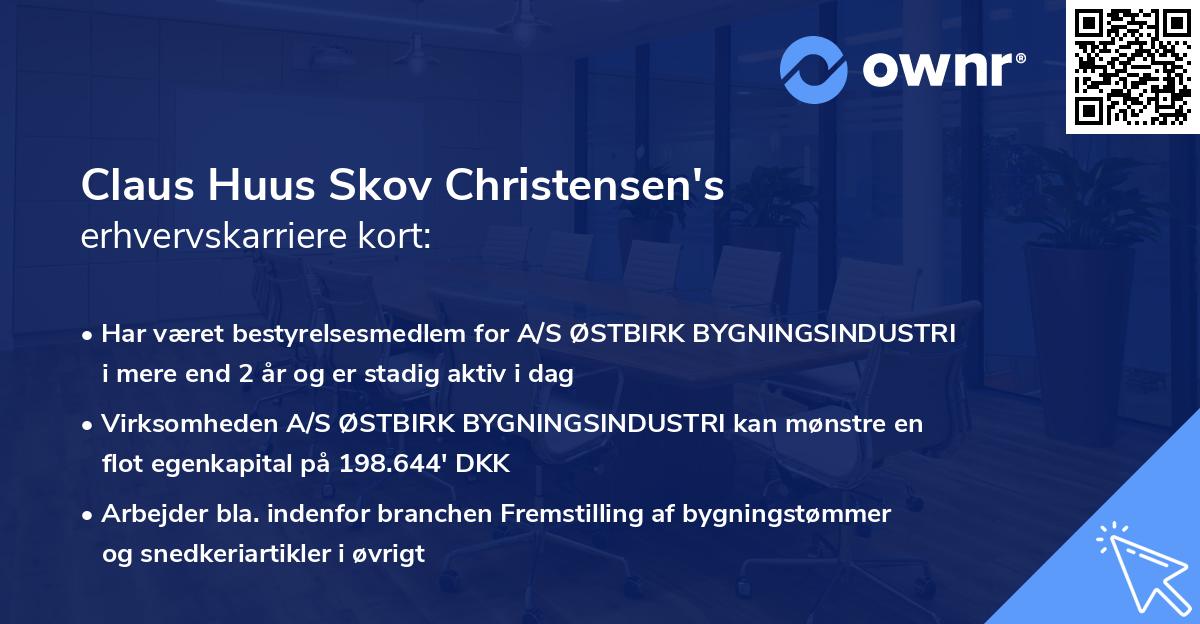 Claus Huus Skov Christensen's erhvervskarriere kort