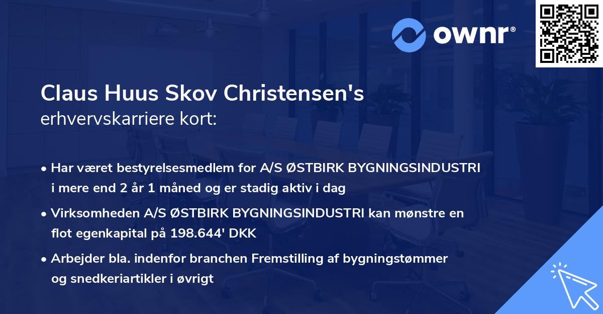 Claus Huus Skov Christensen's erhvervskarriere kort