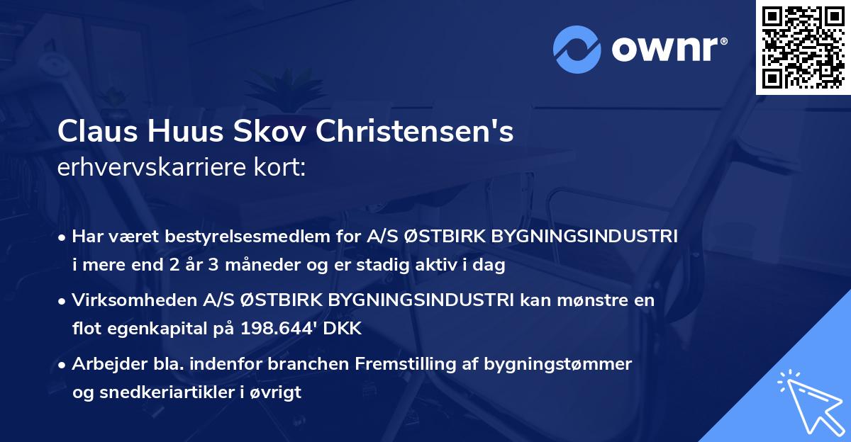 Claus Huus Skov Christensen's erhvervskarriere kort