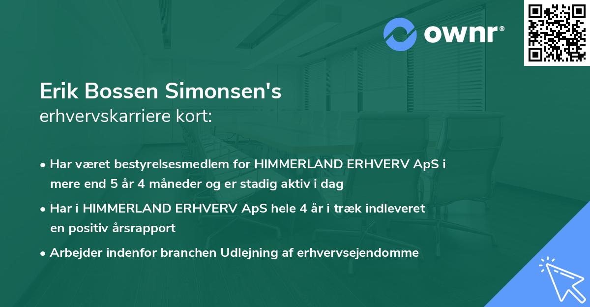 Erik Bossen Simonsen's erhvervskarriere kort