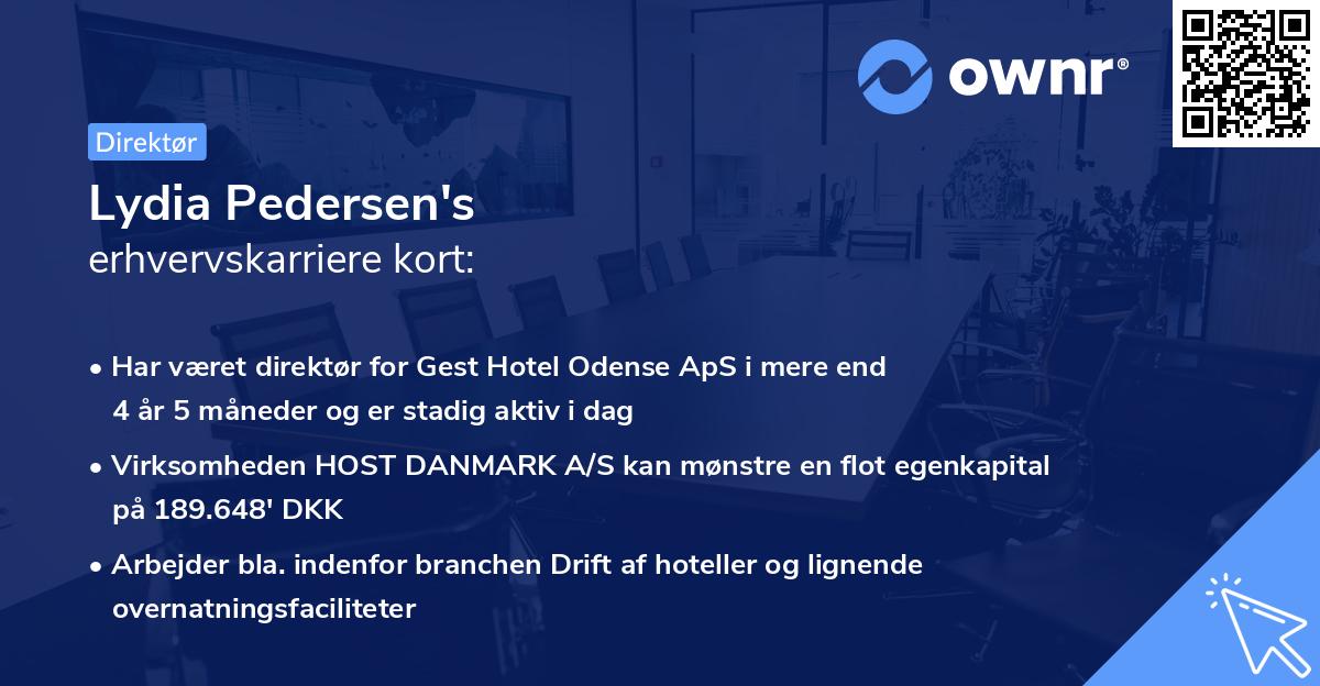 Lydia Pedersen's erhvervskarriere kort