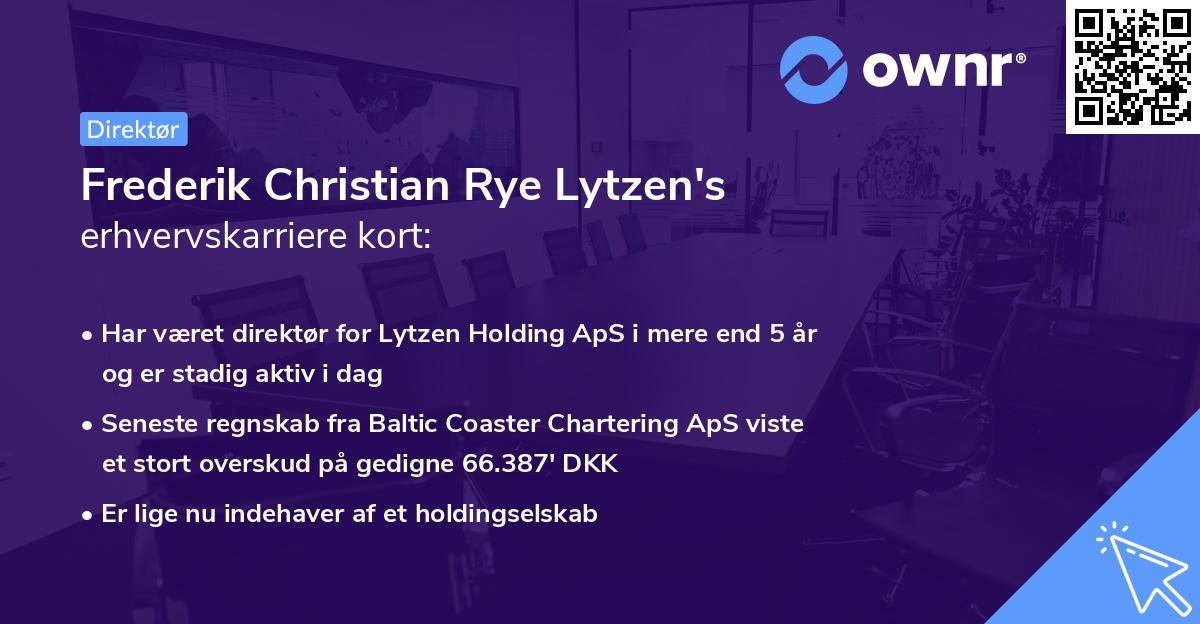 Frederik Christian Rye Lytzen's erhvervskarriere kort