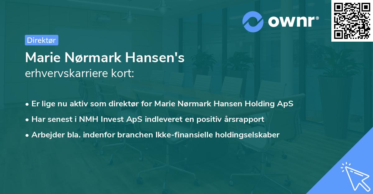 Marie Nørmark Hansen's erhvervskarriere kort