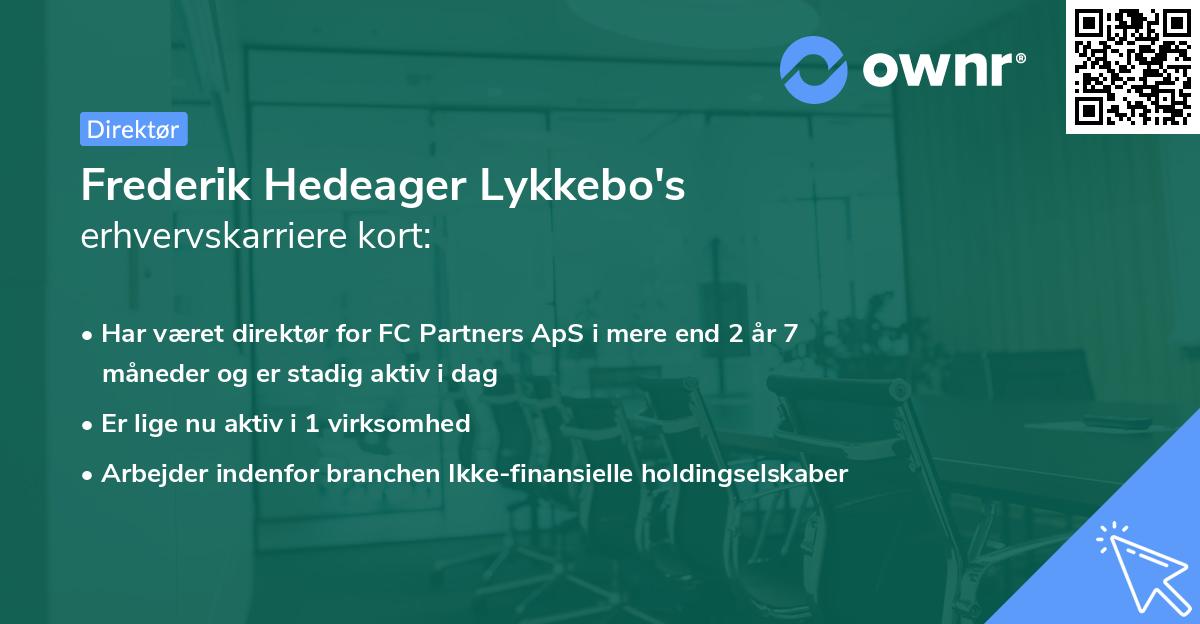 Frederik Hedeager Lykkebo's erhvervskarriere kort