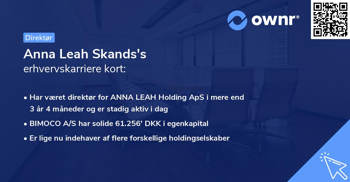 Anna Leah Skands's erhvervskarriere kort