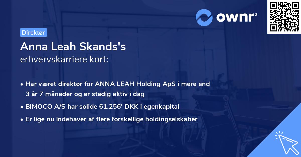 Anna Leah Skands's erhvervskarriere kort