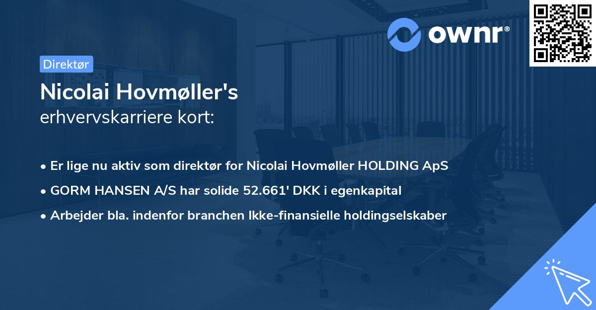 Nicolai Hovmøller's erhvervskarriere kort