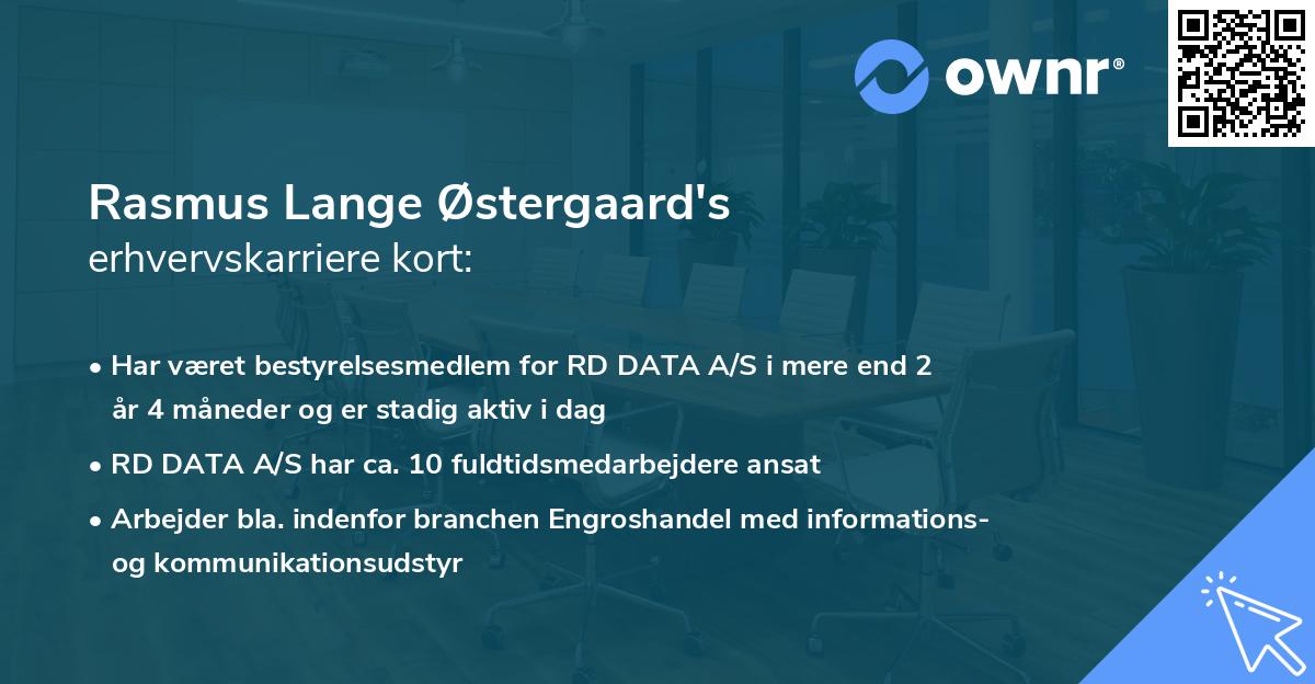 Rasmus Lange Østergaard's erhvervskarriere kort