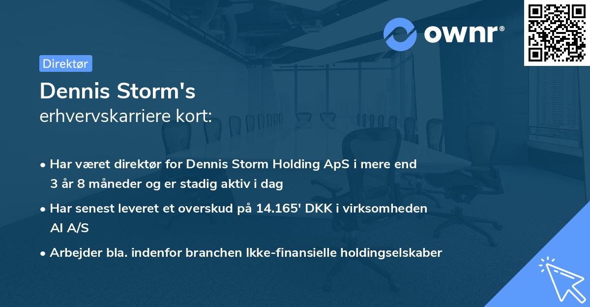 Dennis Storm's erhvervskarriere kort