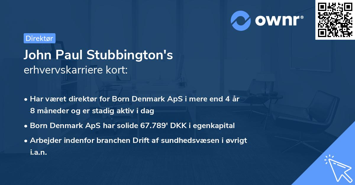 John Paul Stubbington's erhvervskarriere kort