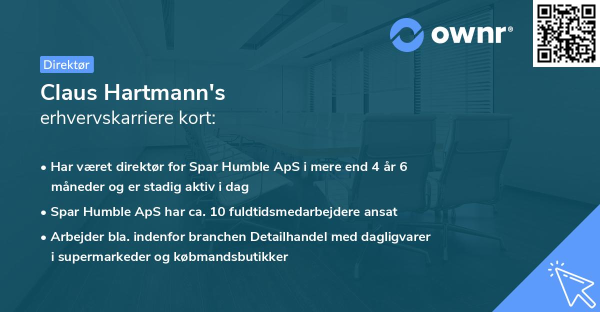 Claus Hartmann's erhvervskarriere kort
