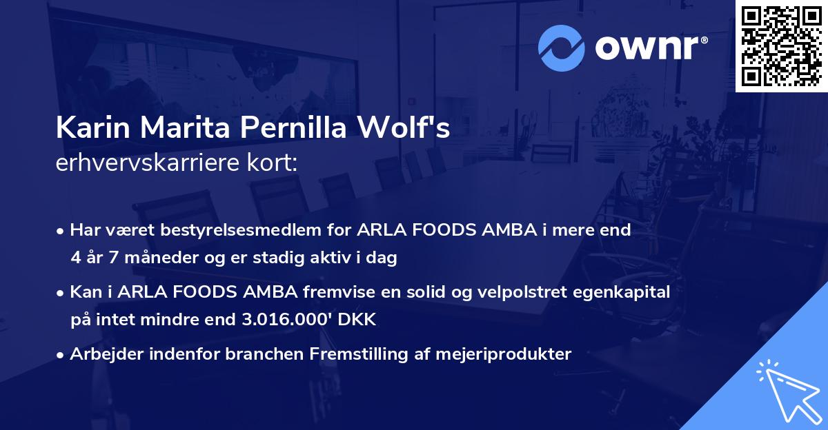 Karin Marita Pernilla Wolf's erhvervskarriere kort
