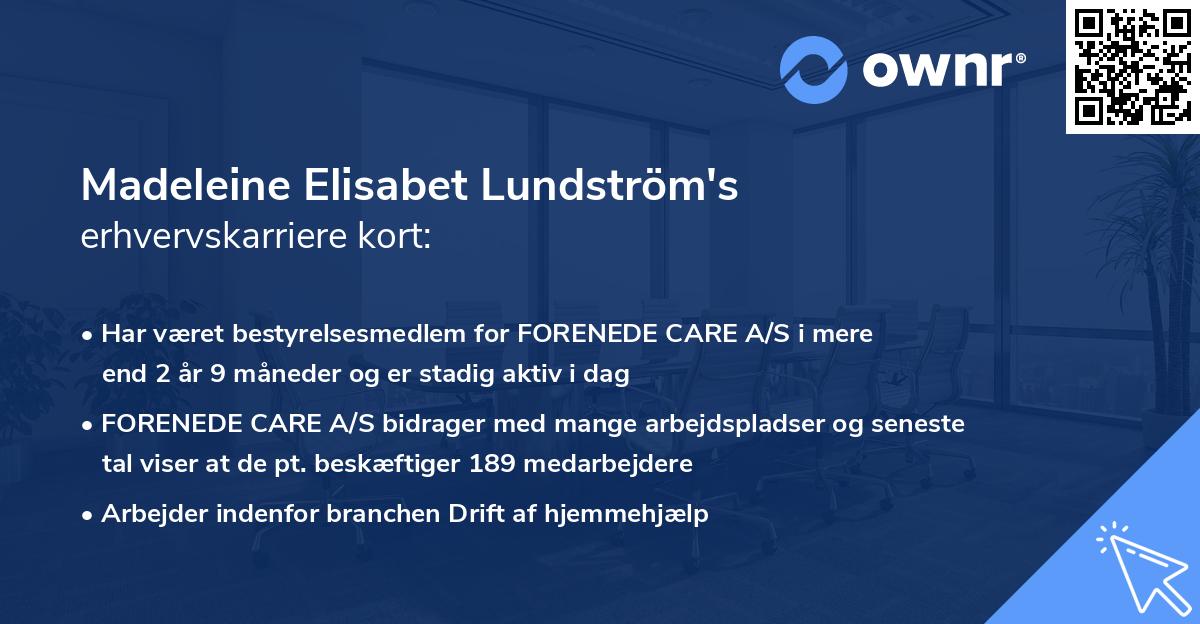 Madeleine Elisabet Lundström's erhvervskarriere kort