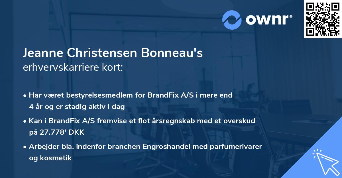 Jeanne Christensen Bonneau's erhvervskarriere kort