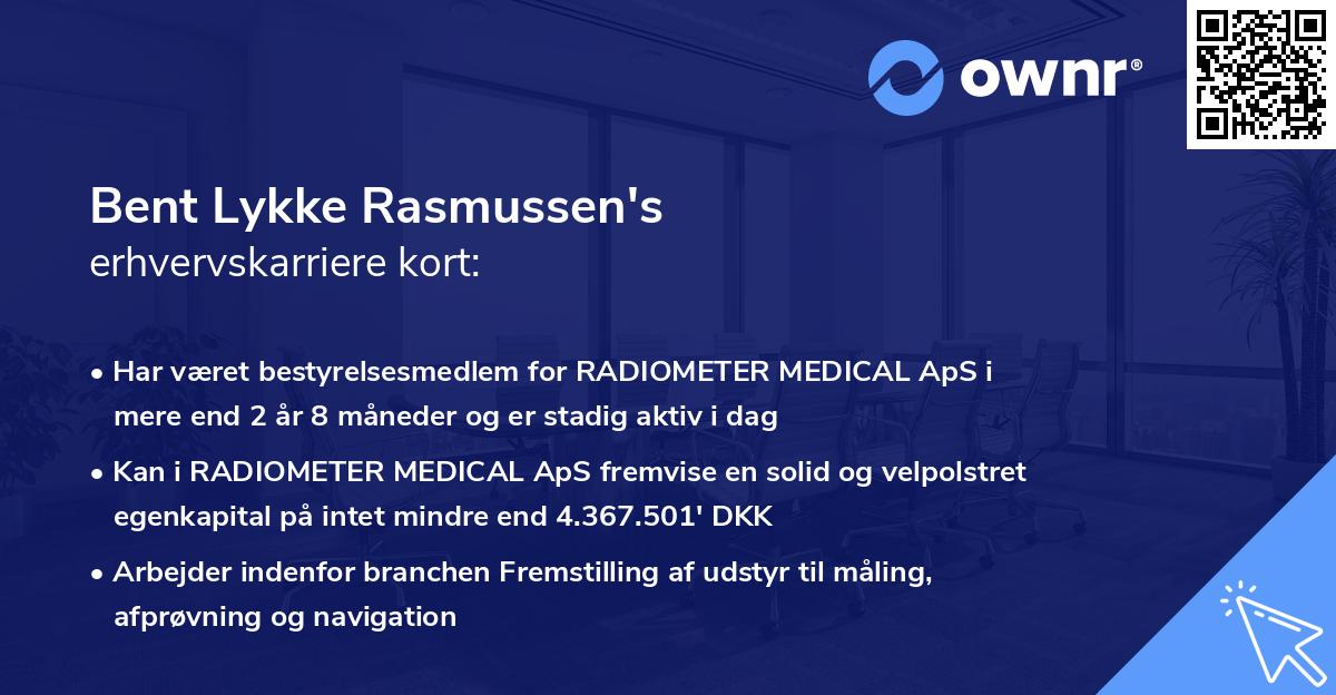 Bent Lykke Rasmussen's erhvervskarriere kort