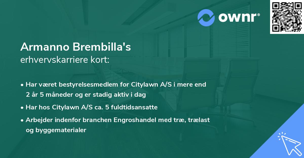 Armanno Brembilla's erhvervskarriere kort