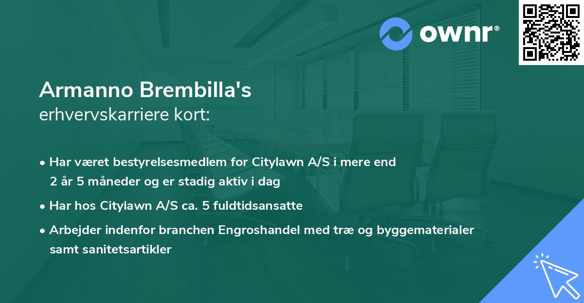 Armanno Brembilla's erhvervskarriere kort