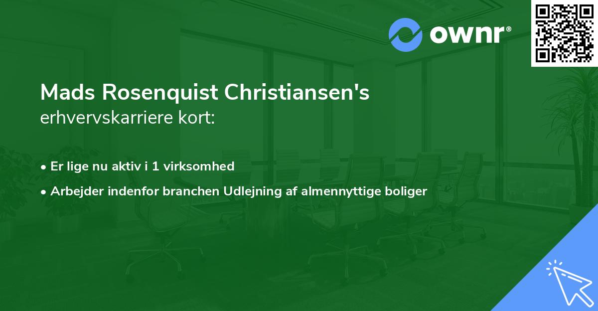 Mads Rosenquist Christiansen's erhvervskarriere kort