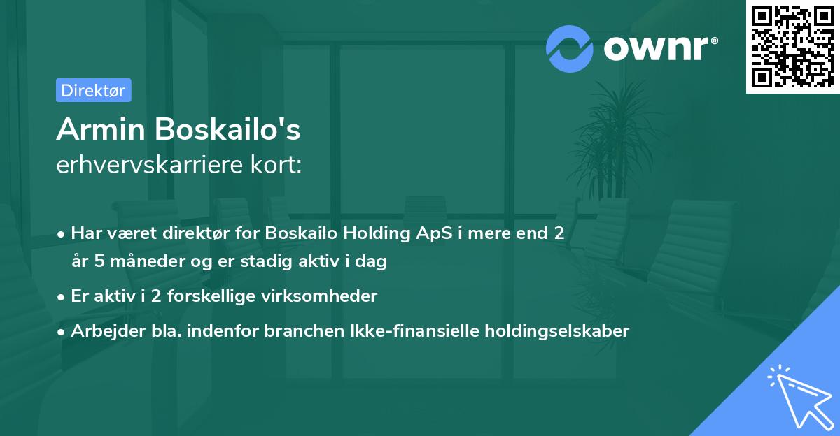 Armin Boskailo's erhvervskarriere kort